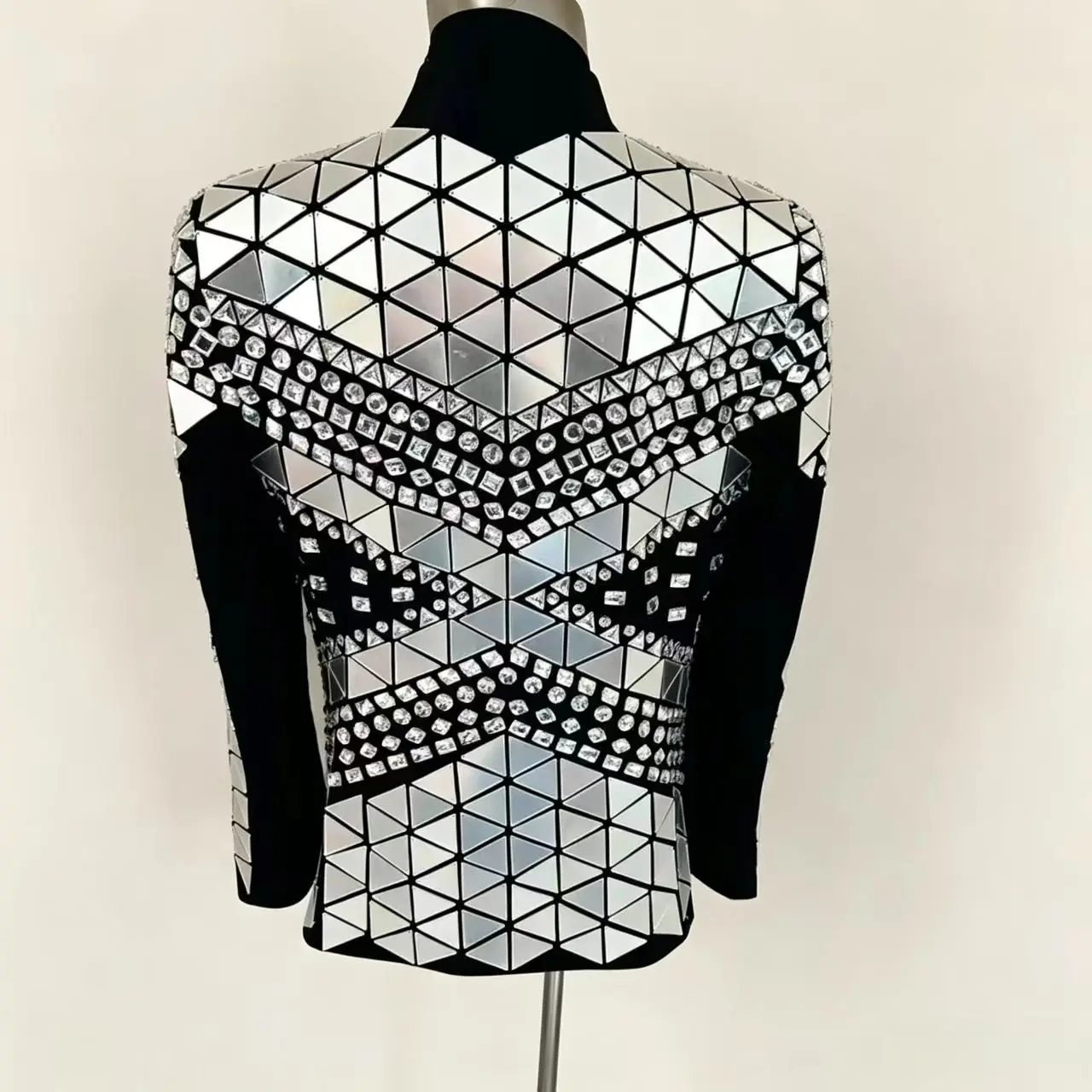 Fashion Men's Full Mirrors Crystal Jacket Show Banquet Dress Male DJ Singer Dancer Performance Costumes