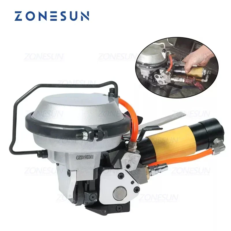 ZONESUN Stalen Band Verpakkingsmachine Omsnoeringsmachine voor Stalen Riem 16-19mm Handheld Pneumatische Stalen Band Machine