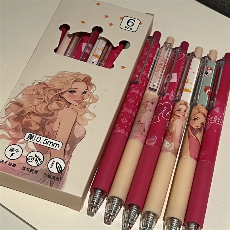 Imagem -04 - Barbie Princess Gel Ink Pen Escrita Suavemente Desenhos Animados Bonitos Engraçado Kawaii Artigos de Papelaria Escolar Presente das Crianças Pcs por Pacote