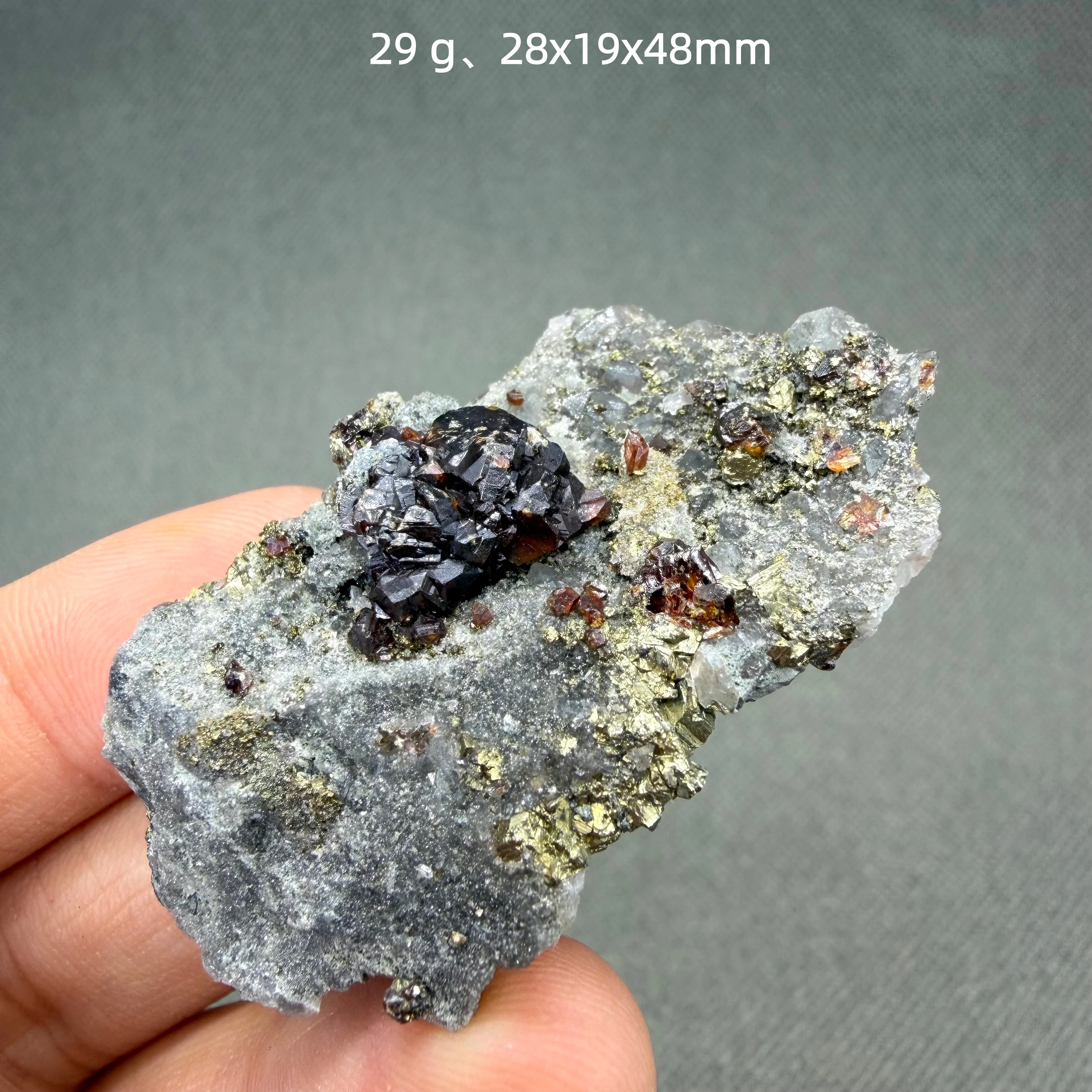 Natural Sphalerite Pyrite association Crystal Cluster Metallic Mineral Specimen Rare