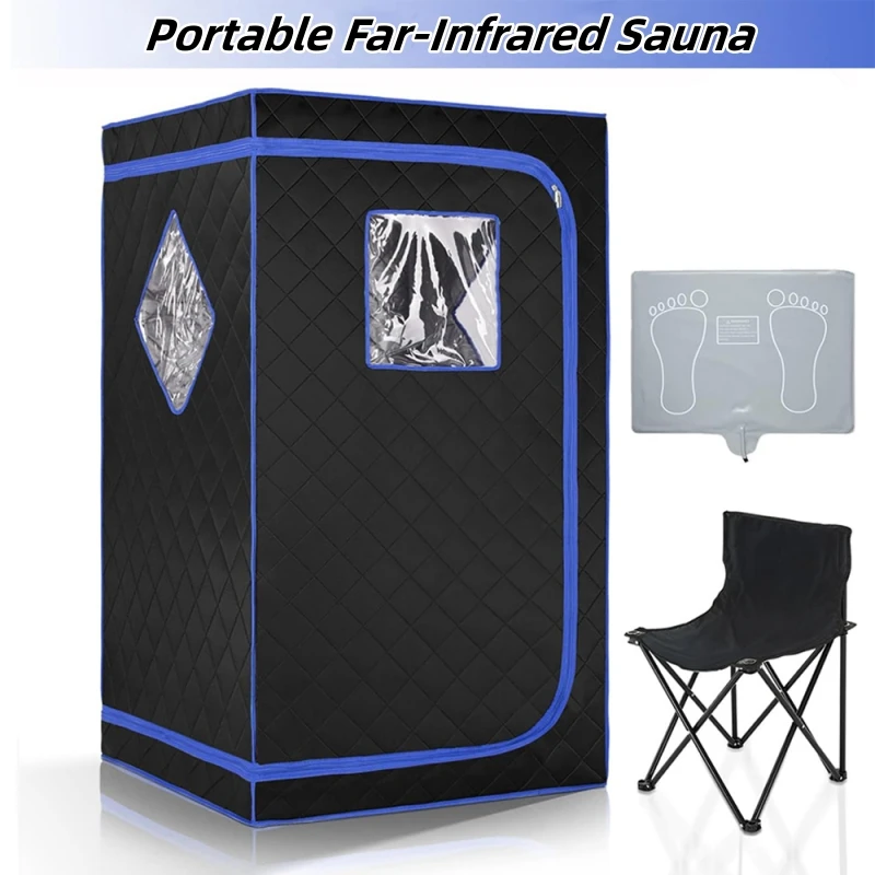 Infrared Saunas Portable Home Sauna One Person Full Body Home Spa Tent with Heating Foot Pad Remote Control and Foldable Chair