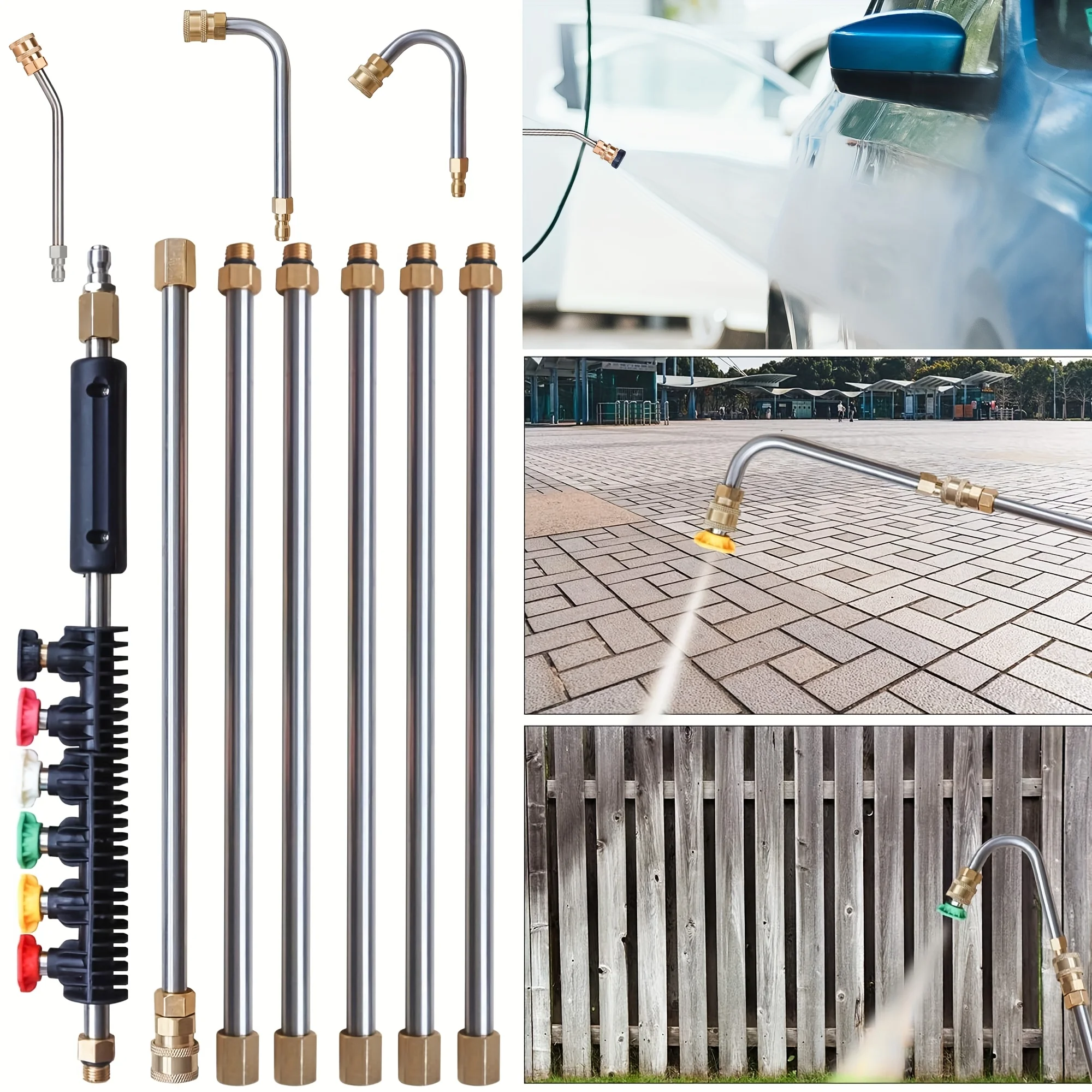 

Набор удлинителей высокого давления, 9 предметов, 6 насадок с 30 ° /90 ° /120 ° Угла, быстрое соединение 1/4 дюйма для 4000 фунтов на квадратный дюйм