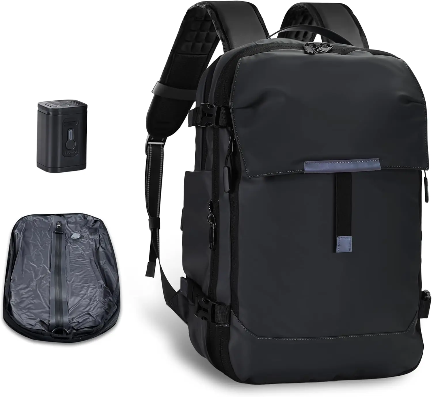 

60L Expandable Vacuum Compression Backpack, Automatic & Manual Pump Included, TSA Lock, Black