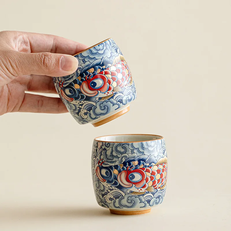 Master Cup Plant Ash Koi Full Color Teacup Kung Fu Tea Set Tea Tasting Cup Household Tea Single Cup Tea Cup Ceramic