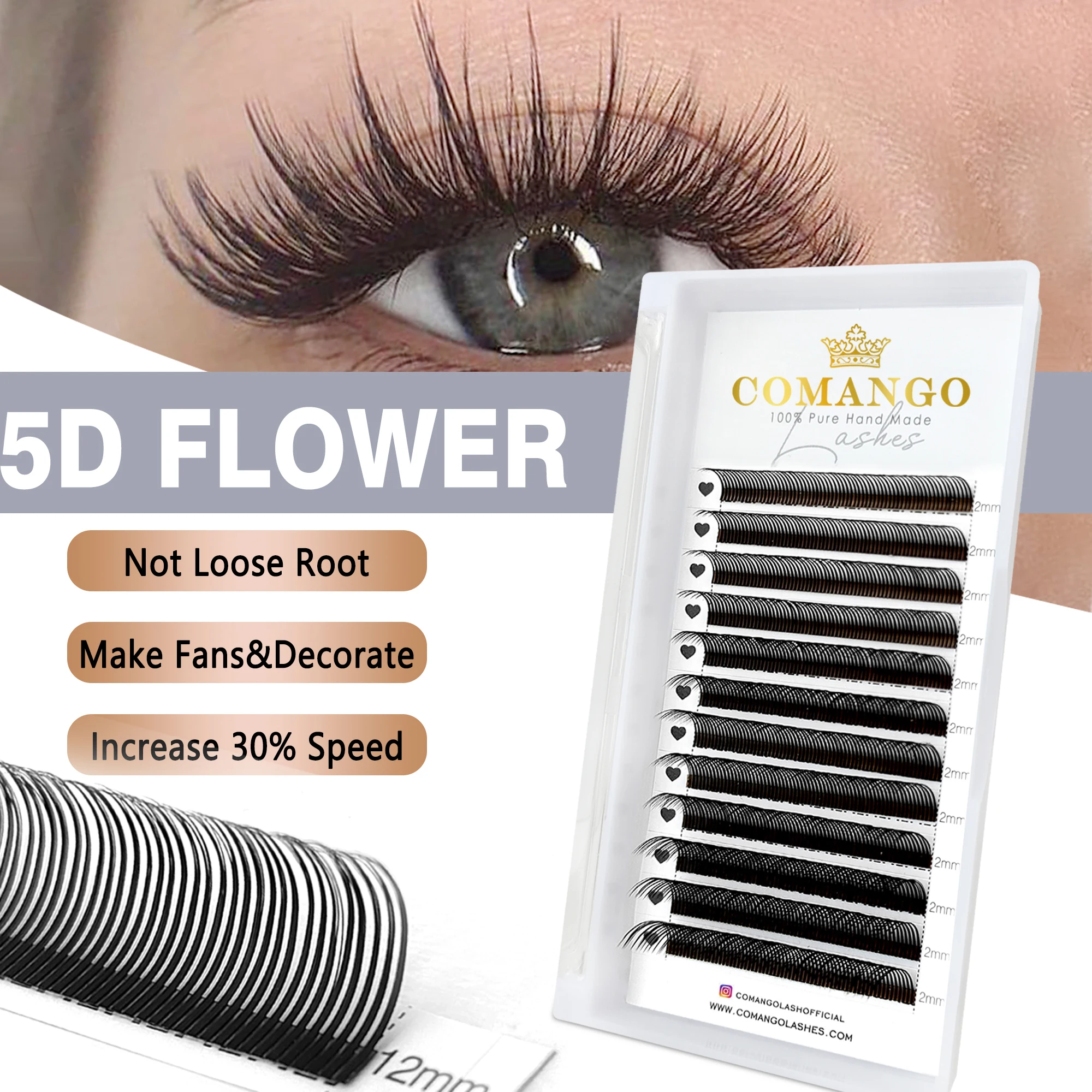 CoMango Wispy Sense Super Soft 5D Lash Extension 0.07 C/D Premade Volume Fans Natural Korean Makeup Fałszywe rzęsy hurtowo