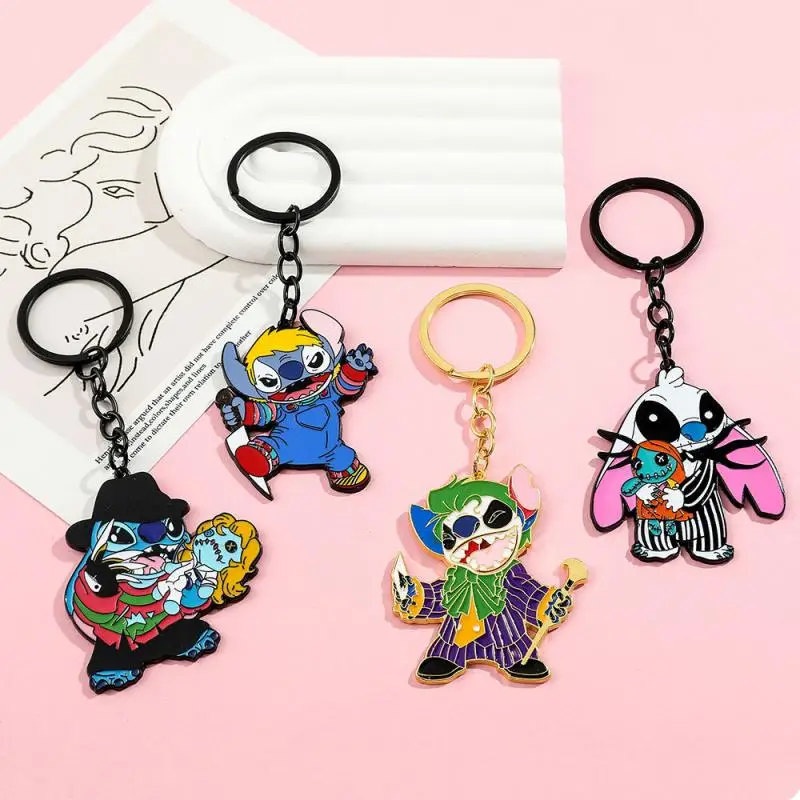 Disney ponto metal chaveiro dos desenhos animados criativo vestir-se ponto pingente mochila zíper decoração casal acessórios presentes da menina