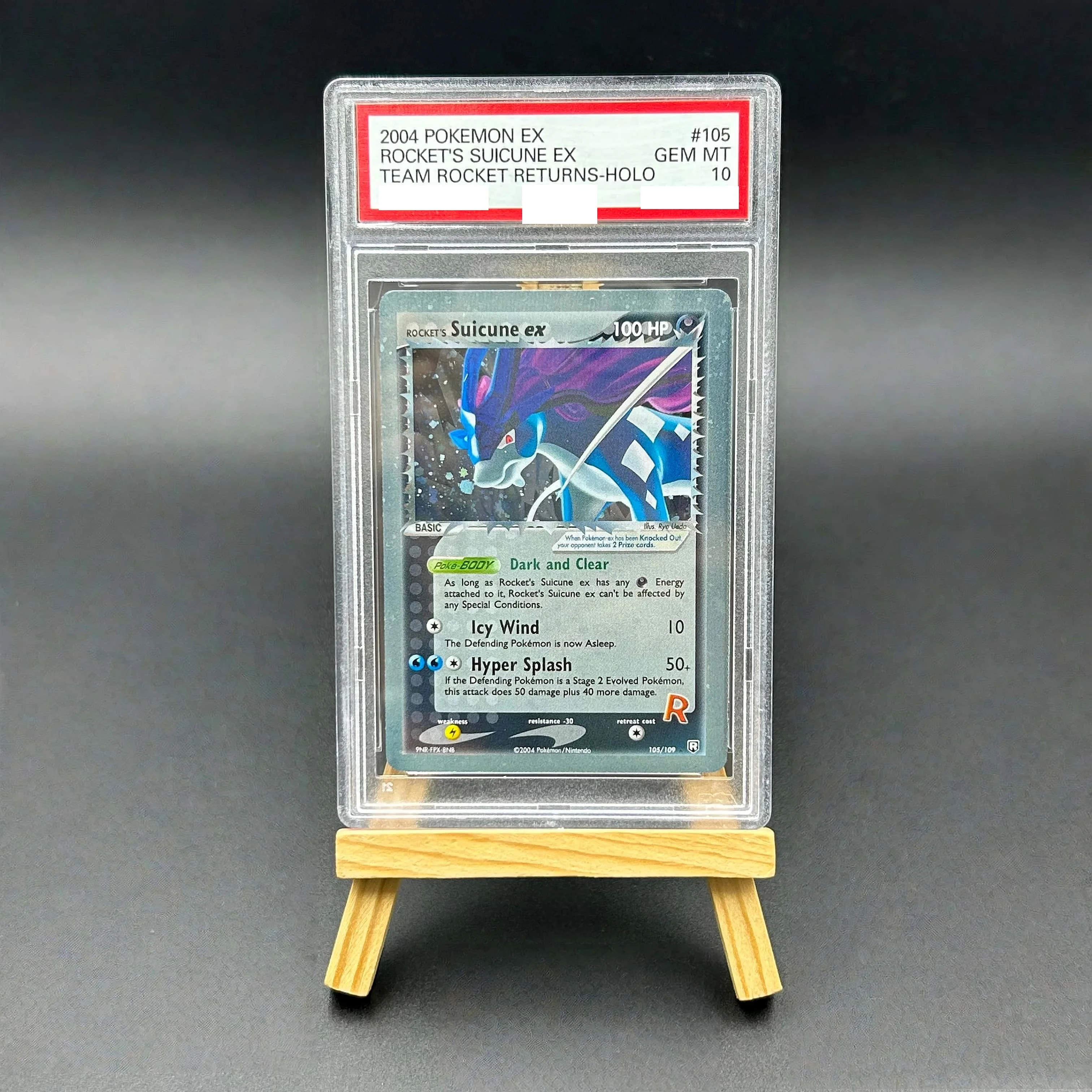 

2004 Pokemon EX Rocket's Suicune ex #105 Team Rocket Returns Holo Textured Holo Gem Mint 10 Rare Vintage TCG Collectible Card