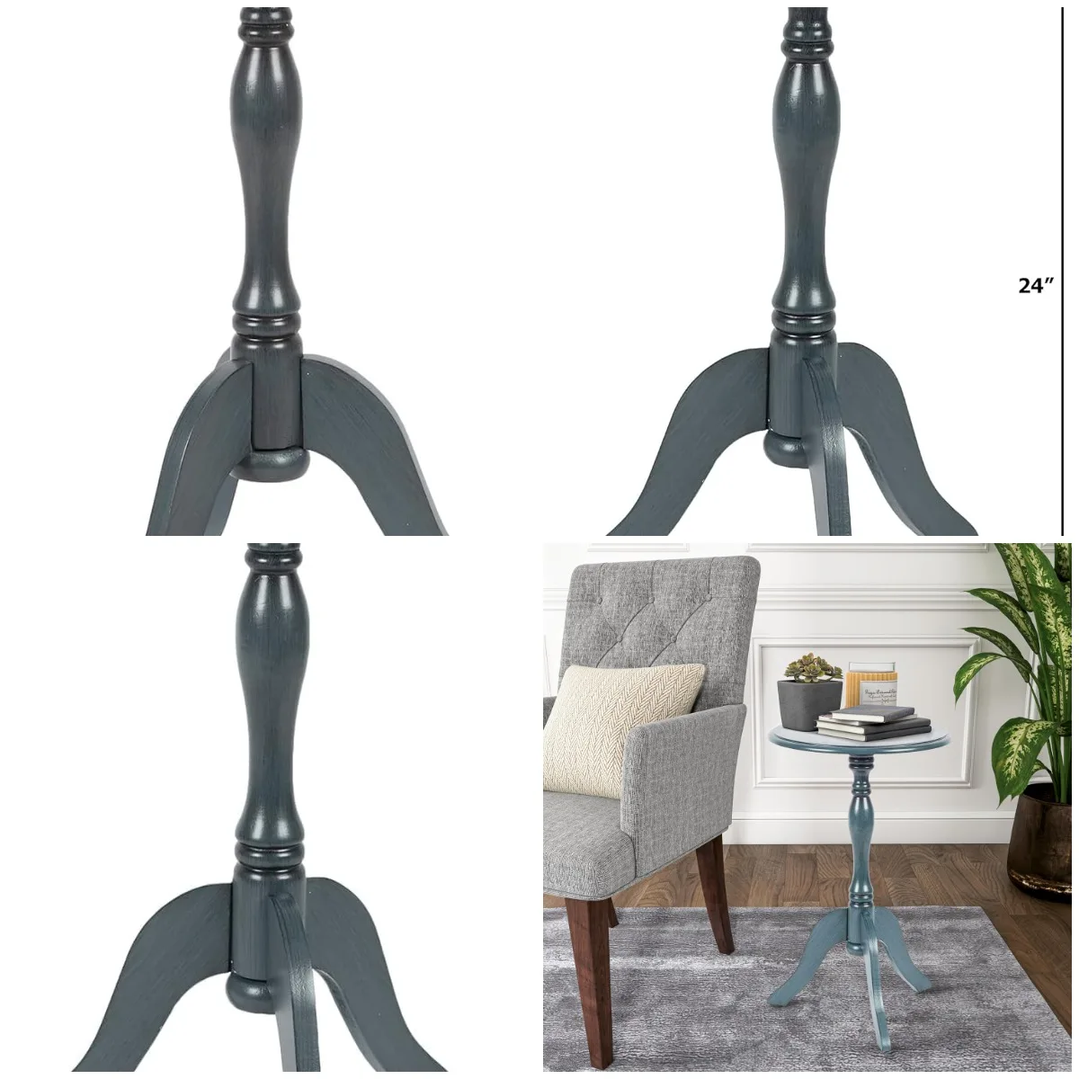 

Simplify Round Pedestal Side Table, Antique Navy, 15' x 15' x 24', Compact MDF Accent Furniture