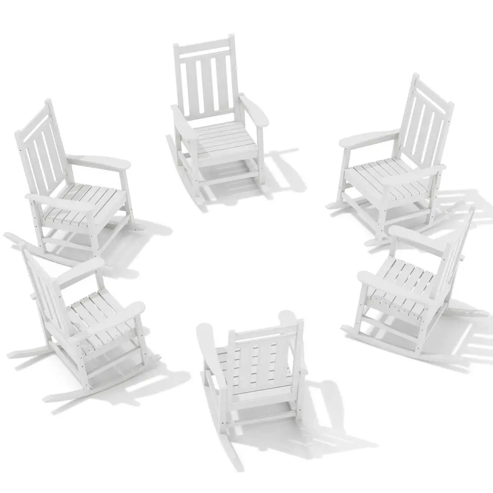 

Oversized Outdoor Rocking Chair Set of 6, AllWeather Patio Rocking Chairs for Porch, HDPE Outdoor Patio Rockers with High Back