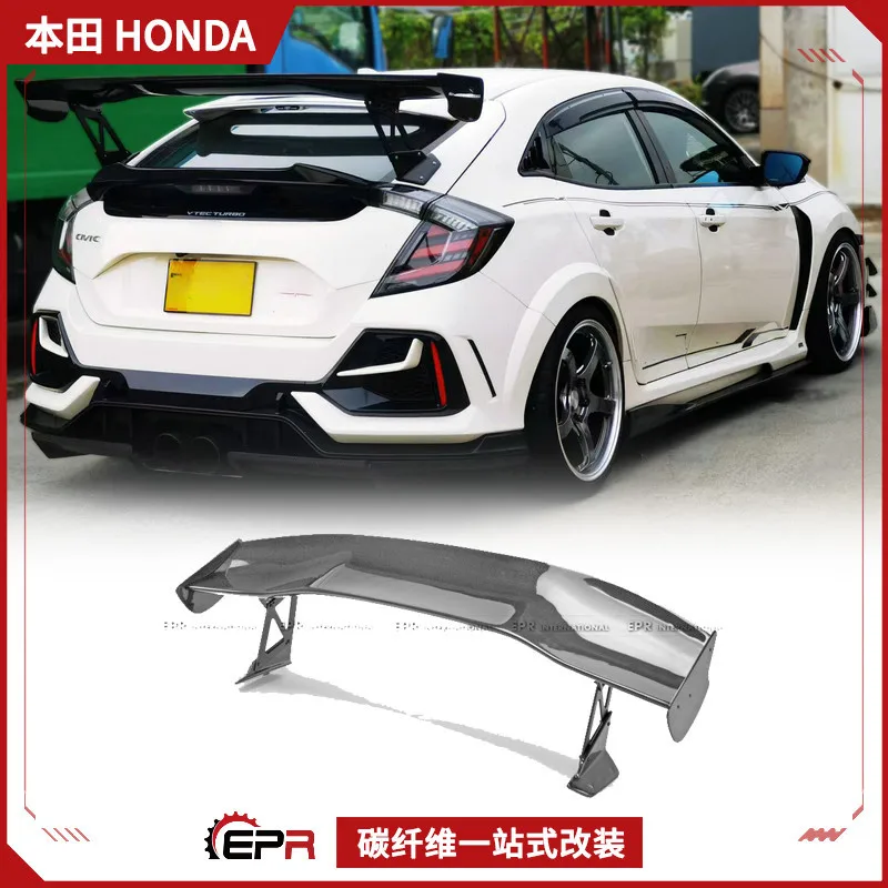 

Подходит для Honda Civic FK8 Type R из углеродного волокна JS GT, большой хвостовой спойлер с фиксированным ветровым крылом, модернизация