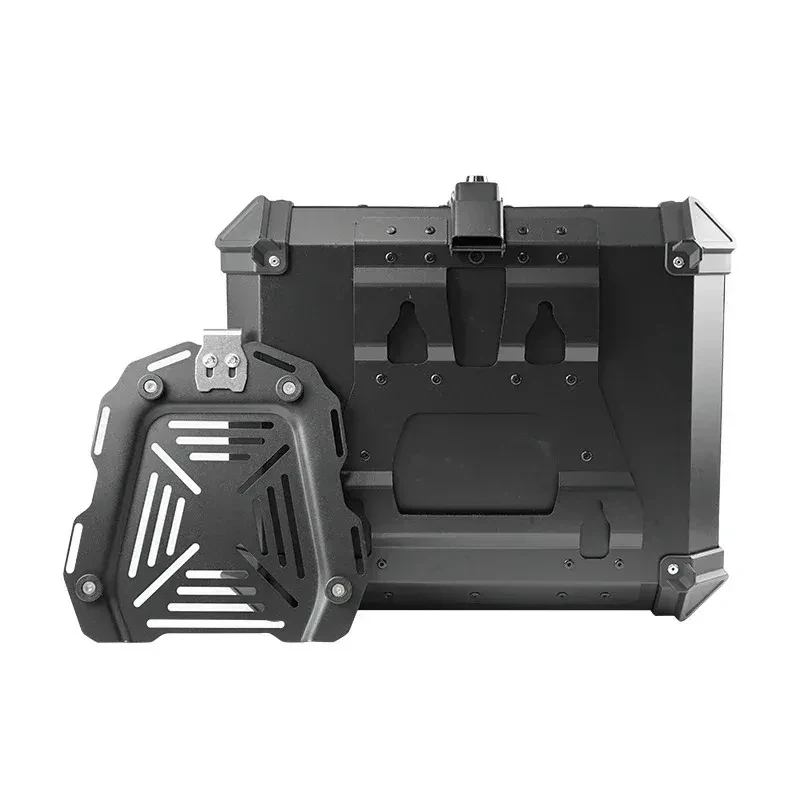 All Black 55L-X Quick Tail Box Motorcycle Waterproof Aluminium Alloy Top Storage Lage Metal Construct