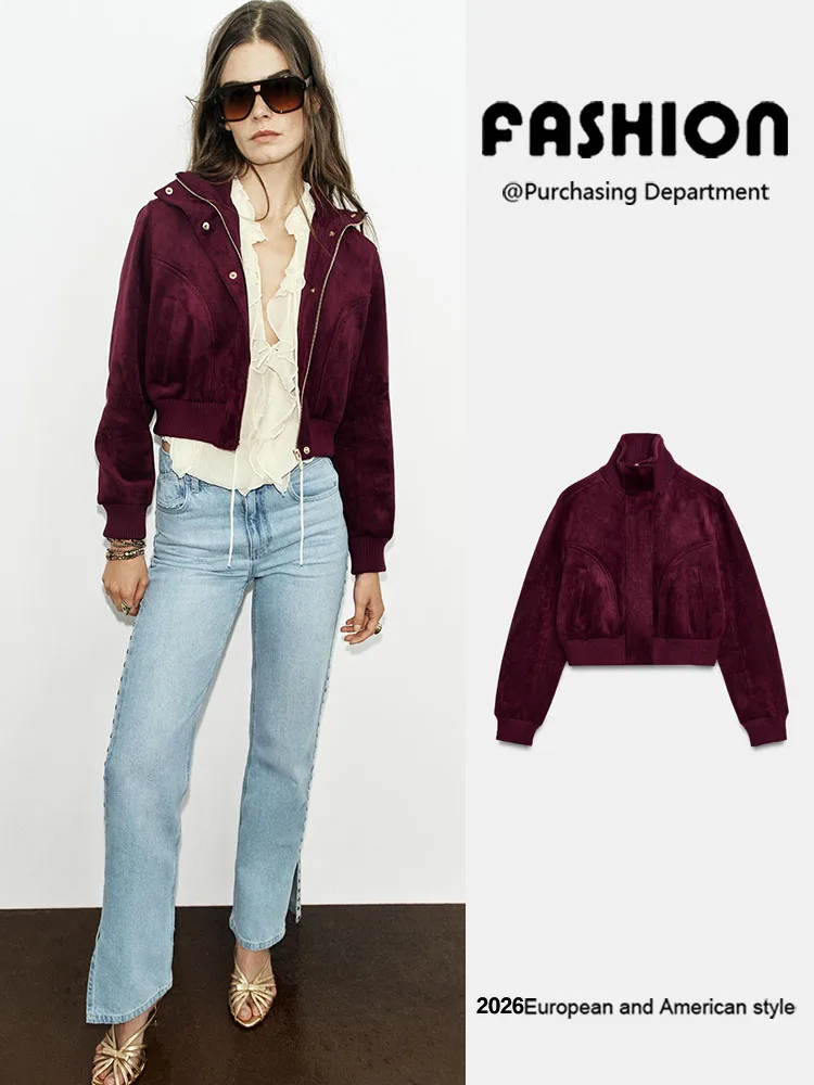 Autumn New Arrival Women's Versatile Long Sleeve Stand Collar Faux Fur Outerwear Elegant Stylish Ladies' Short Coat