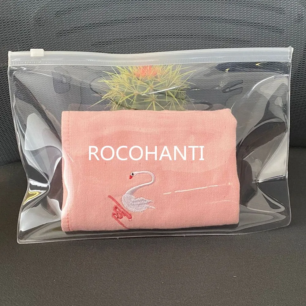 50pcs Custom LOGO eco materials Waterproof Transparent Clear Zipper Bag Recycled Plastic EVA Packaging Bags for Swimsuit Bikinis