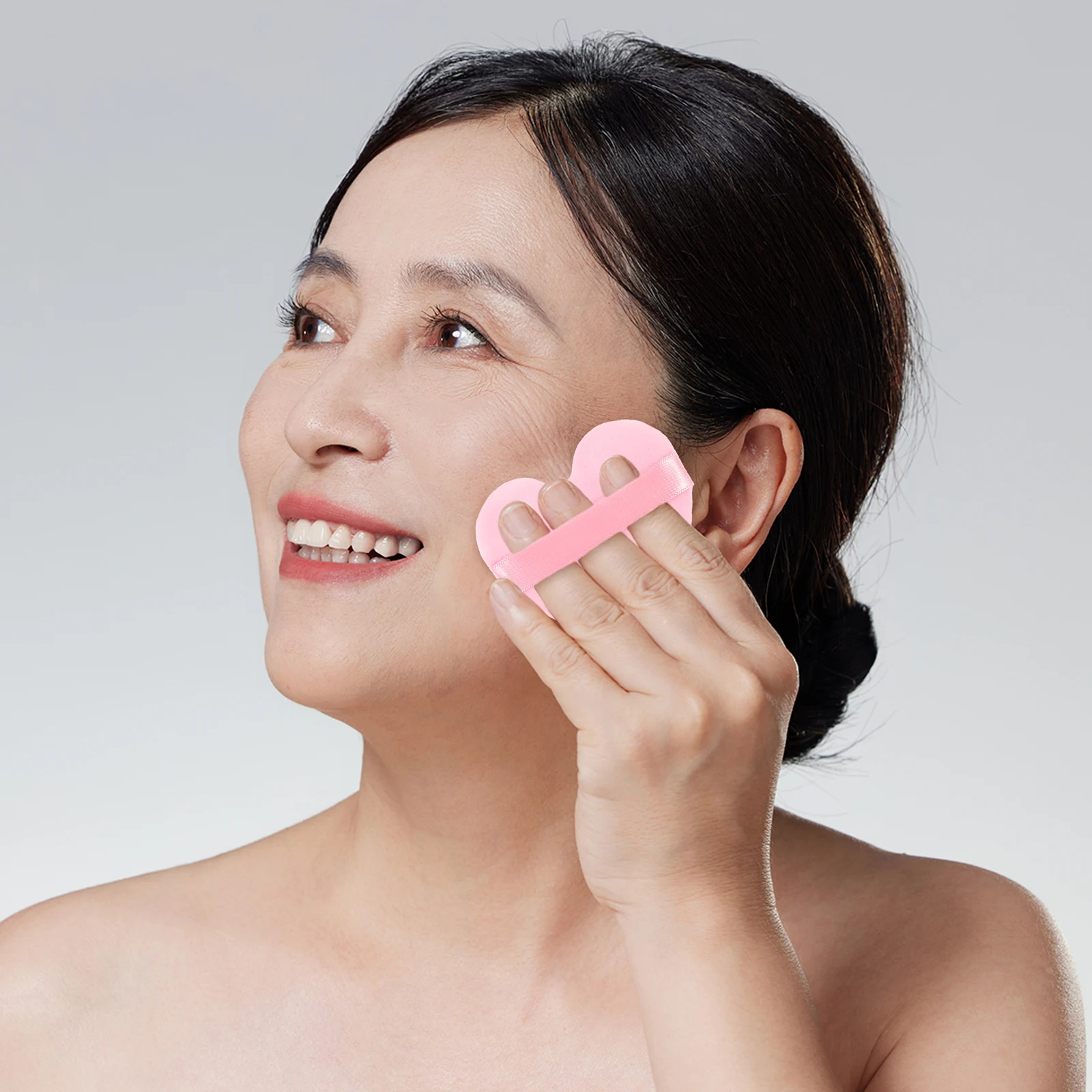 Bouffée de maquillage en forme de cœur, 6 pièces, Texture Fine, beauté pour fond de teint en poudre pour le visage, crème d'isolation pour femmes, peau sensible, sûre