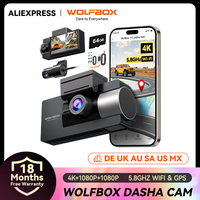WOLFBOX i17 4K 3 Lens Dash Camera 3 Cameras Dashcam 5G Wifi App Control Car Cam Recorder Front/Cabin/Rear GPS Night Vision