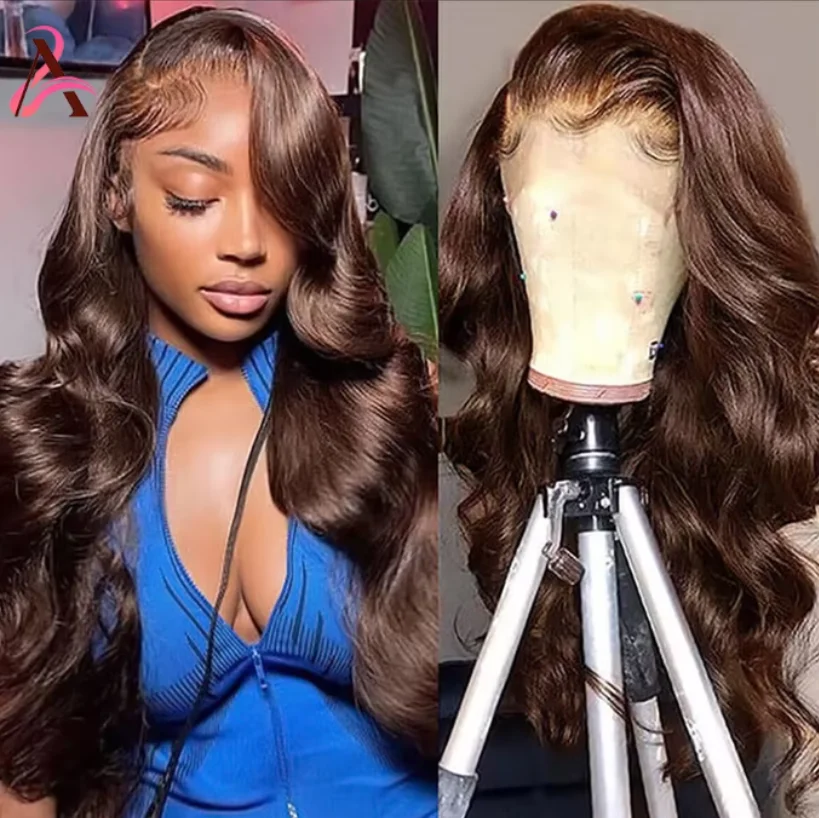 

13x6 Chocolate Brown Hd Lace Frontal Wig 100% Brazilian Body Wave Human Hair Wigs For Women Plucked Brown Lace Front Wig