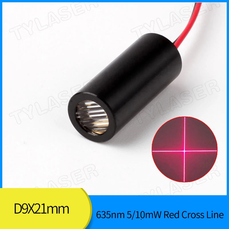 

9x21mm 635nm Red Laser 5mW 10mW Cross Line Laser Module PMMA Lens Industrial Grade APC Driver for Mechanical Cutting Positioning