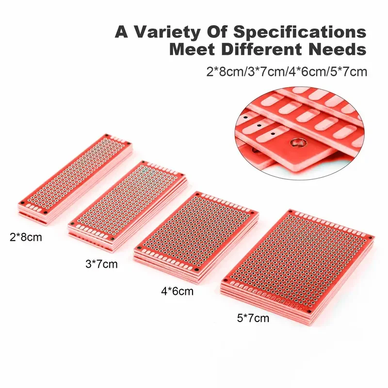 20 pcs/lot PCB Prototype Board Prototboard Universal Stripboard Prototyping Veroboard 2x8 3x7 4x6 5x7 5Pcs Each Mixed Re