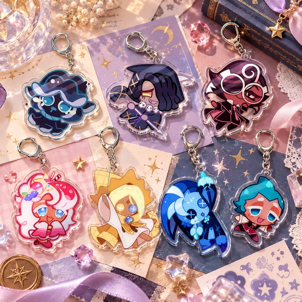 Cookie Run Q Version Series Strawberry Cookie Shadow Milk Pure Vanilla Game Peripherals Acrylic Keychain Cartoon Cute Gift
