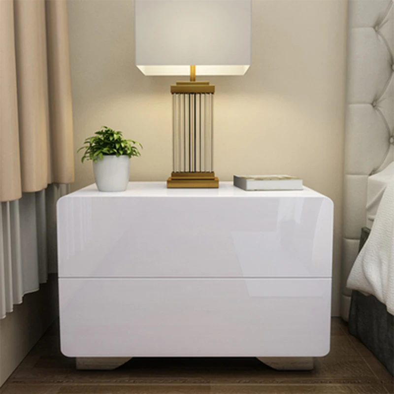 Simple Modern Bedside Cabinet Nordic Two Bucket Cabinet White Baking Varnish Small Table Bedroom Storage Locker