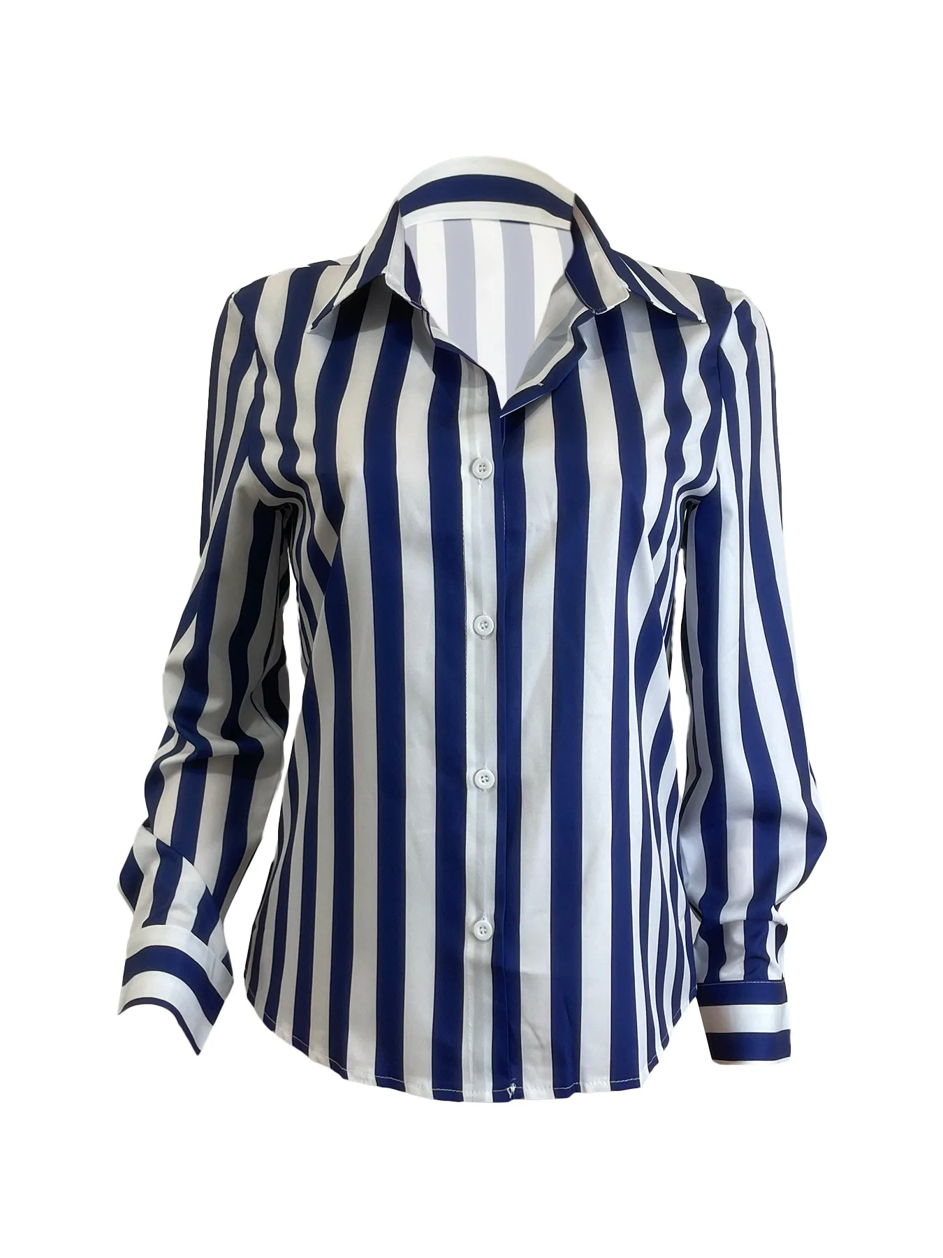 Long Sleeve Striped Shirt Women\'s Design Sense Niche 2024 Autumn New Western Style Shirt Commuter women\'s