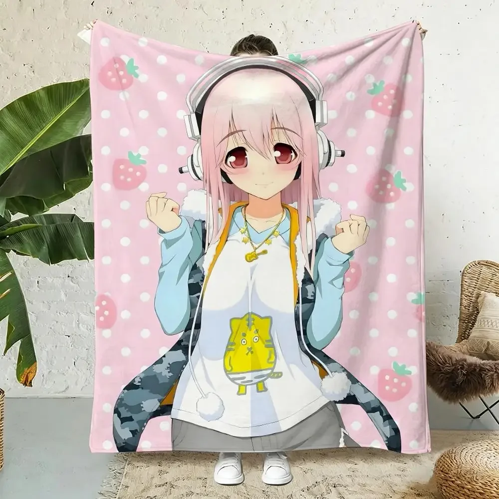 Cute sexy anime characters SUPER SONICO Throw Lightweight 240g Flannel Blanket Soft Skin-friendly for Summer Cooling