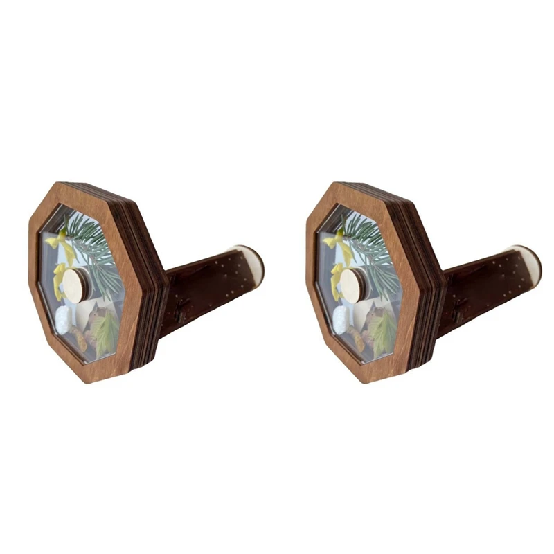 2X Kit de caleidoscopio hecho a mano de madera lógica interactiva Kit de caleidoscopio DIY juguete clásico para niños