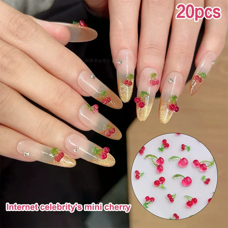 Nail Art Red Cherry - 20 Breloques en Résine Sucrée pour