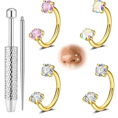 Horseshoe Nose Ring 20G Gold Plated Nose Hoops for Women Half Hoops Horse Shoe Daith Tragus Earring Helix Piercing Jewelry