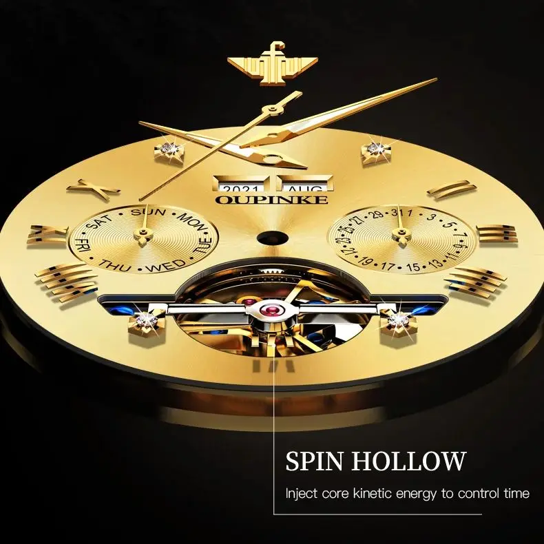 OUPINKE Tourbillon Couple Watch Luxury Original All Gold Male Female Automatic Mechanical Watch Couple Date Preferred Watch Set