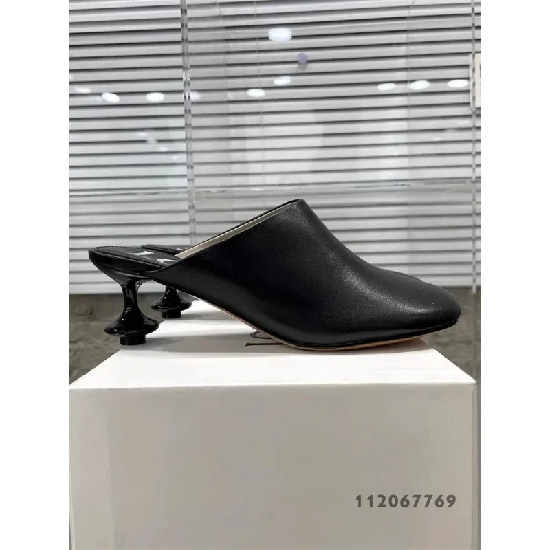 Custom Irregular Low Heels Shoes Women Round Toe Slippers Slip On Dress Sandals Office Ladies Causal Mules
