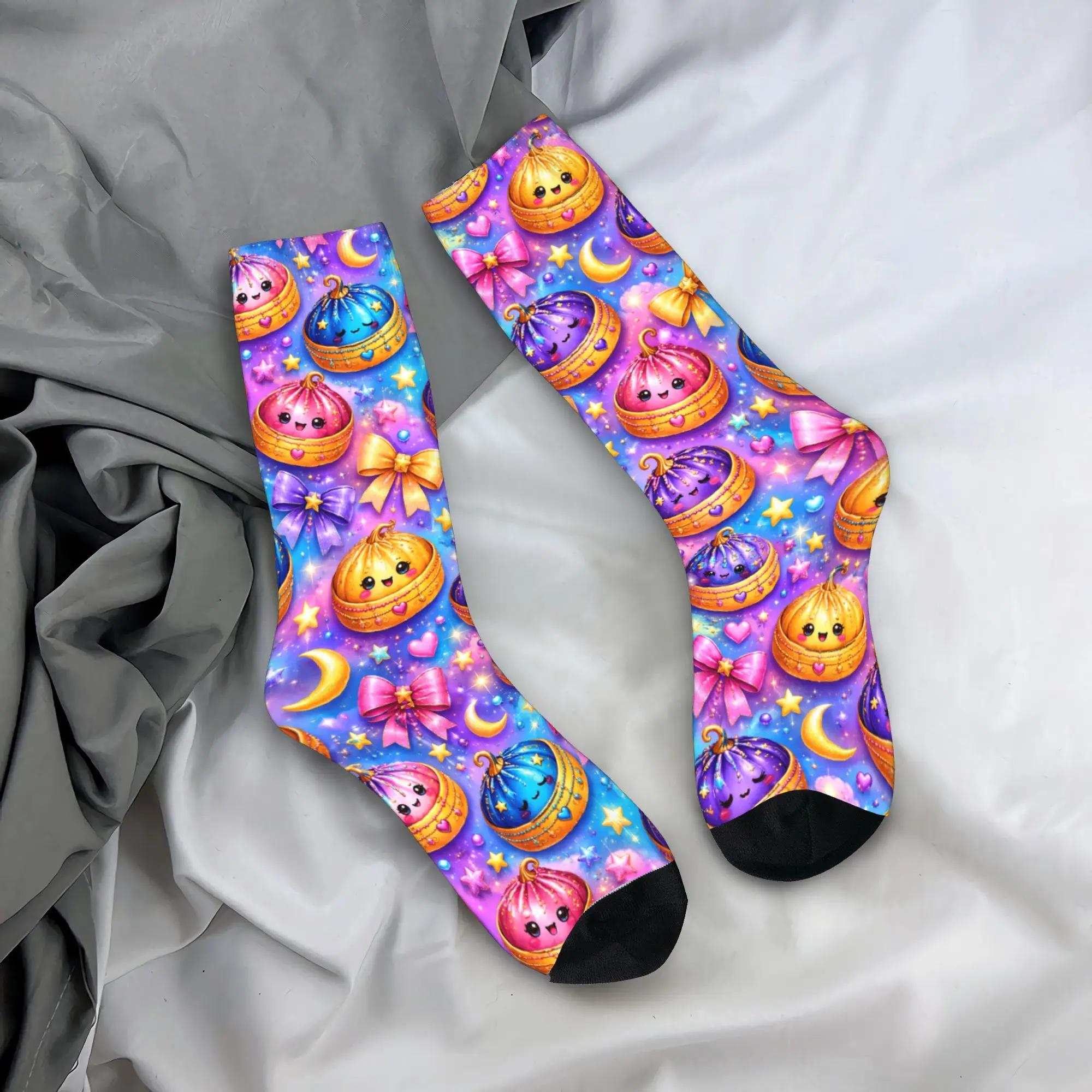 Star Sky Xiaolongbao Pattern Socks  Design Stockings Non Slip Couple Socks High Quality Winter Vintage Climbing Socks