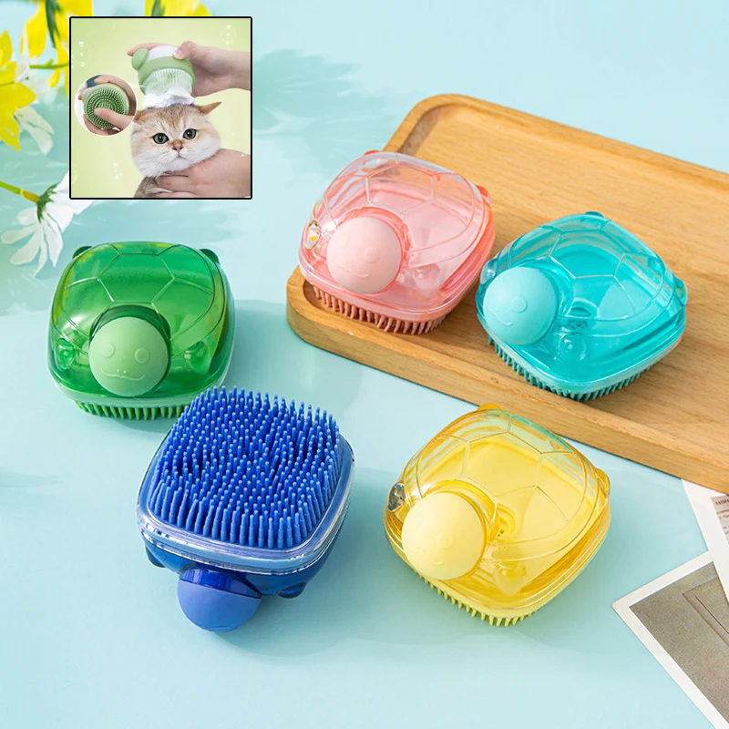 Pet Bathing Brush Soft Silicone Dog Cat Washing Massage Dispenser Grooming Comb Bathroom Puppy Pet Shampoo Massager Bath Brush