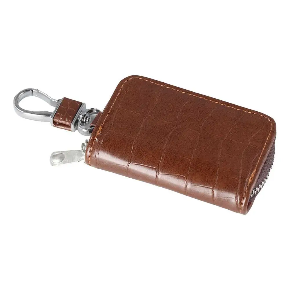 Chaveiro multifuncional com padrão de crocodilo, chaveiro masculino com chaveiro, carteiras para chave de carro, bolsa para chave com zíper