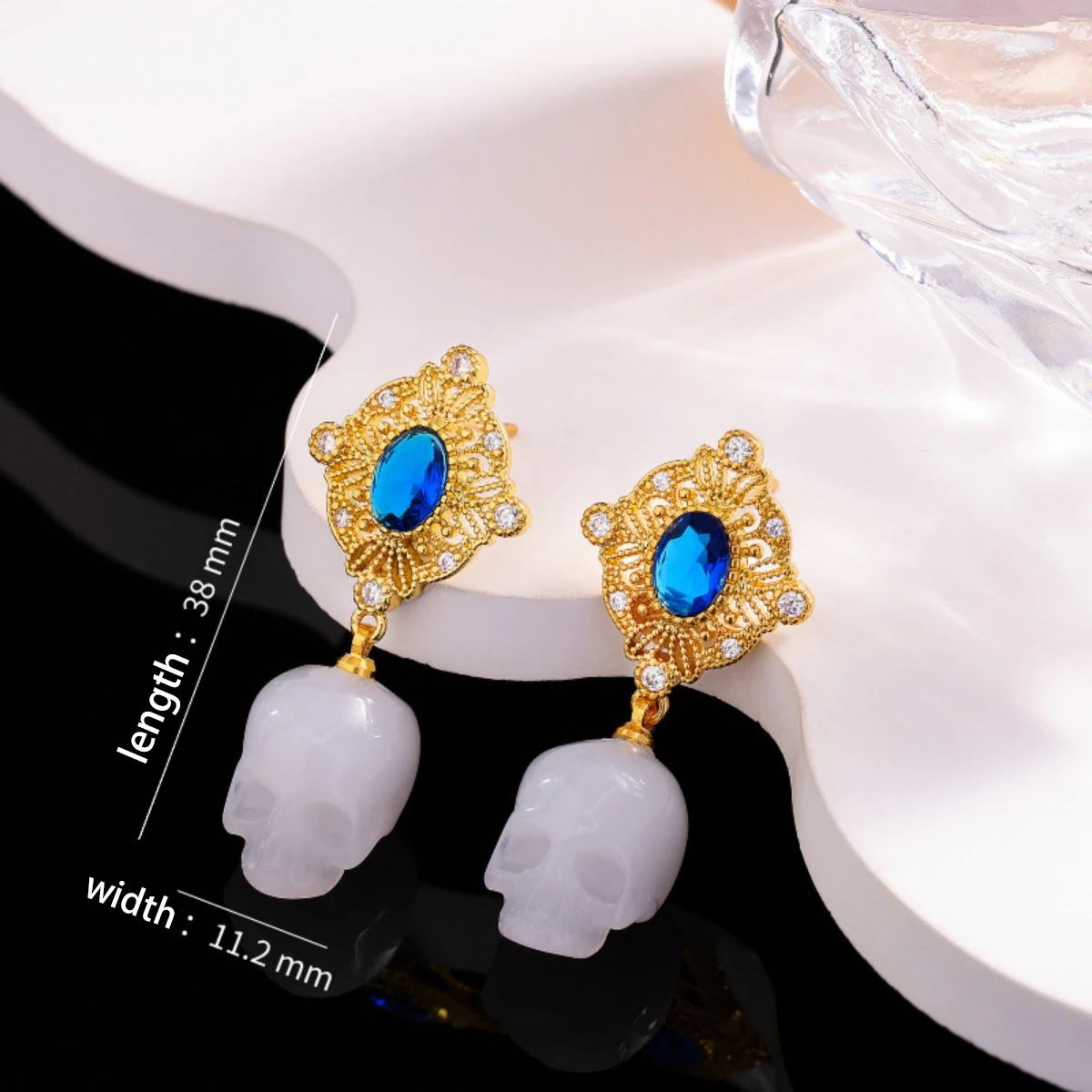 French Vintage Zircon Skull Earrings Palace Style Elegant Temperament Earrings For Women Jewelry