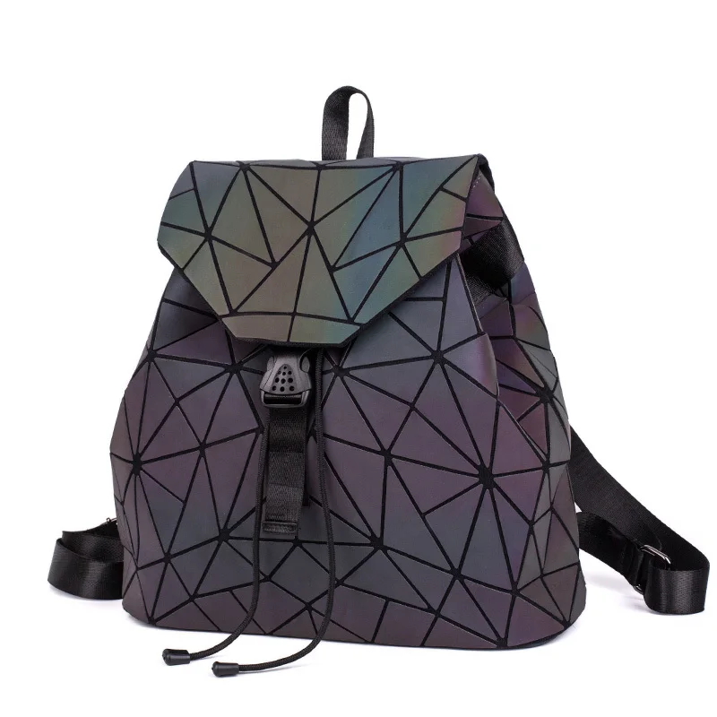 

Women Geometric Backpacks Female Luminous Backpack Large Capacity Student Schoolbag Fashionable Holographic School Backpack