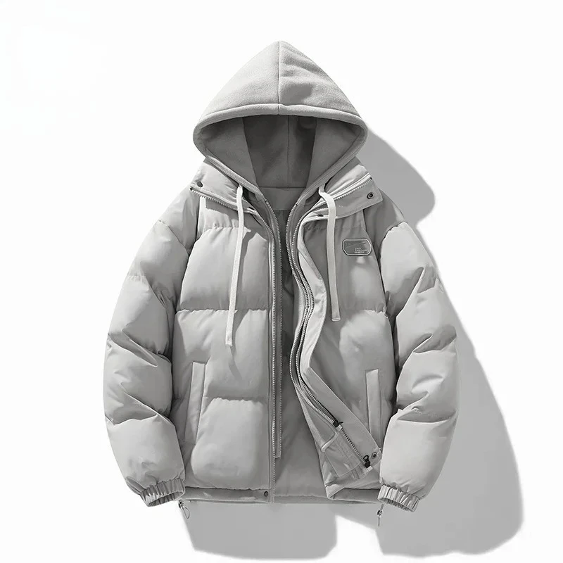 

2025 New Mens Winter Jacket Korean Trendy Thickened Fake Hooded Bread Padding Coat Womens Warm Cotton Padded Jacket