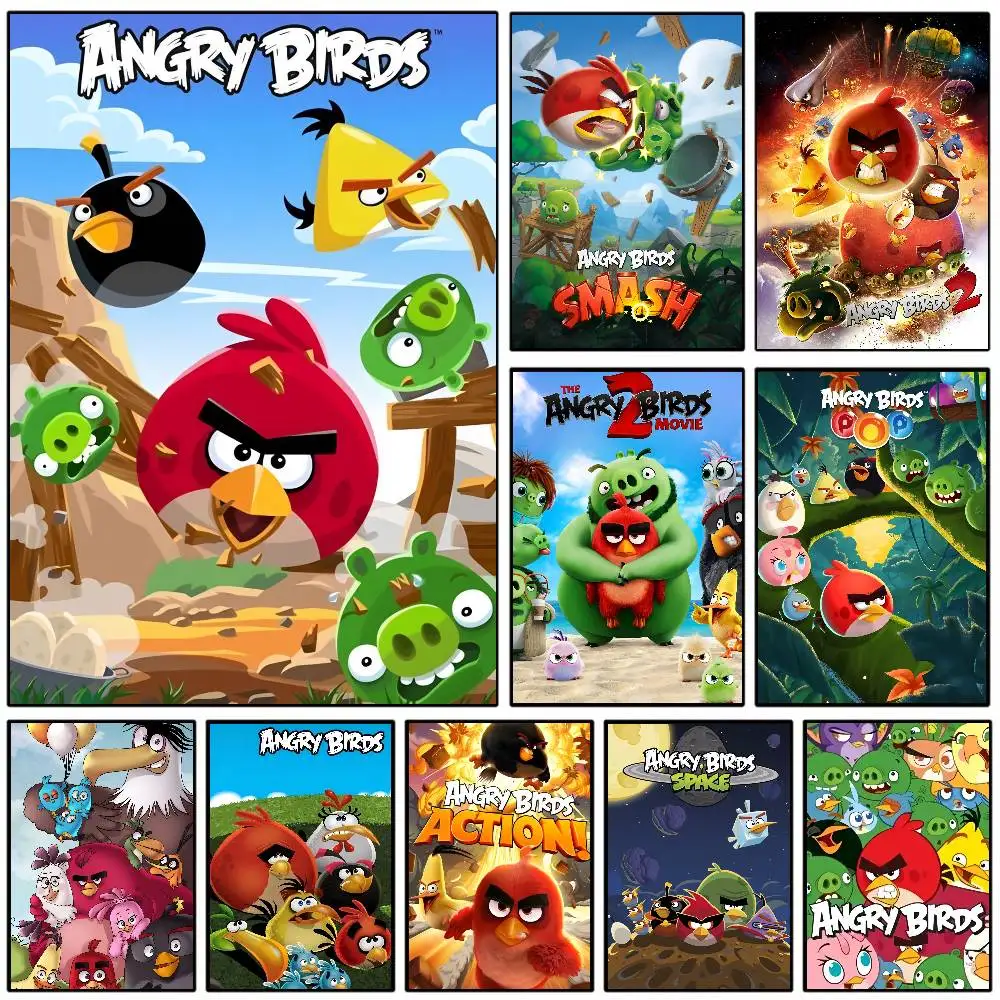 لعبة A-ANGRY B-BIRDS ملصق HD جدار لزج مقاوم للماء غرفة المعيشة المنزلية غرفة النوم شريط النوم الديكور الجمالي #1