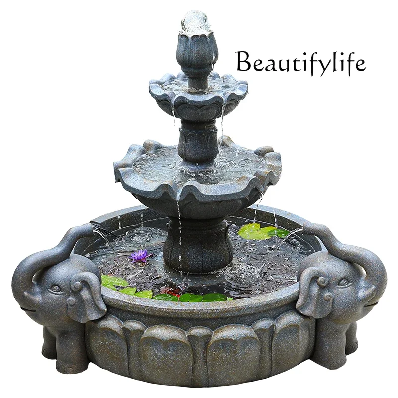 

flowing water fish pond landscape outdoor courtyard balcony decoration landscaping elephant circulating water ornament