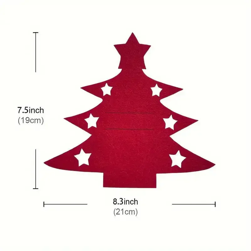 12pcs, Christmas Tree Placemats, Felt Fork and Spoon Bag Set, Suitable for Christmas and Other Holiday Party Table Decoration