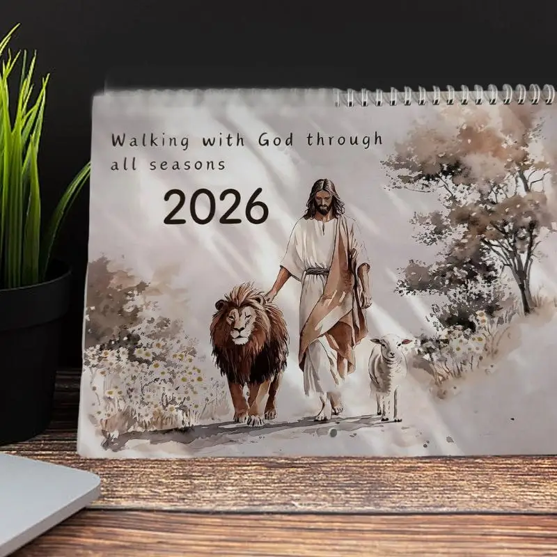 

96GE 2026 Bible Stories Calendar with Tearable Page 2026 Wall Monthly Calendar Planner for Daily Scheduling 8.26x11.22Inch