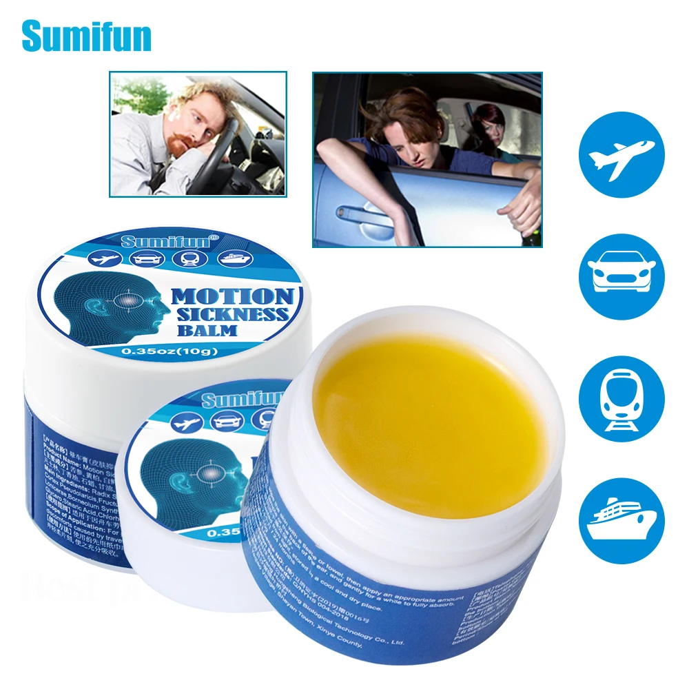 

10g Sumifun Herbal Motion Sickness Cream Relieves Dizziness Headache Nausea Vomiting Seasickness Airsickness Health Care Plaster