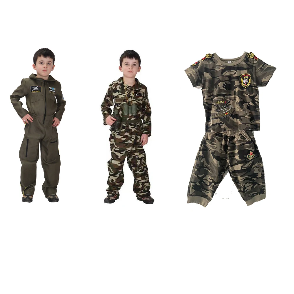 

Kids Child Special Forces Air Force Costumes Uniform for Boys Pilot Airman Flight Suit Costume Halloween Purim Carnival Jumpsuit
