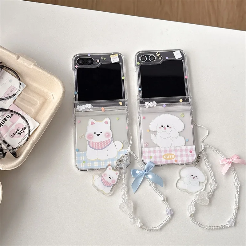 

Cartoon Wave Point Dog for Samsung Galaxy Z Flip 7 6 5 4 Protective Back Cover for ZFlip5 ZFlip6 ZFlip7 Case Shell