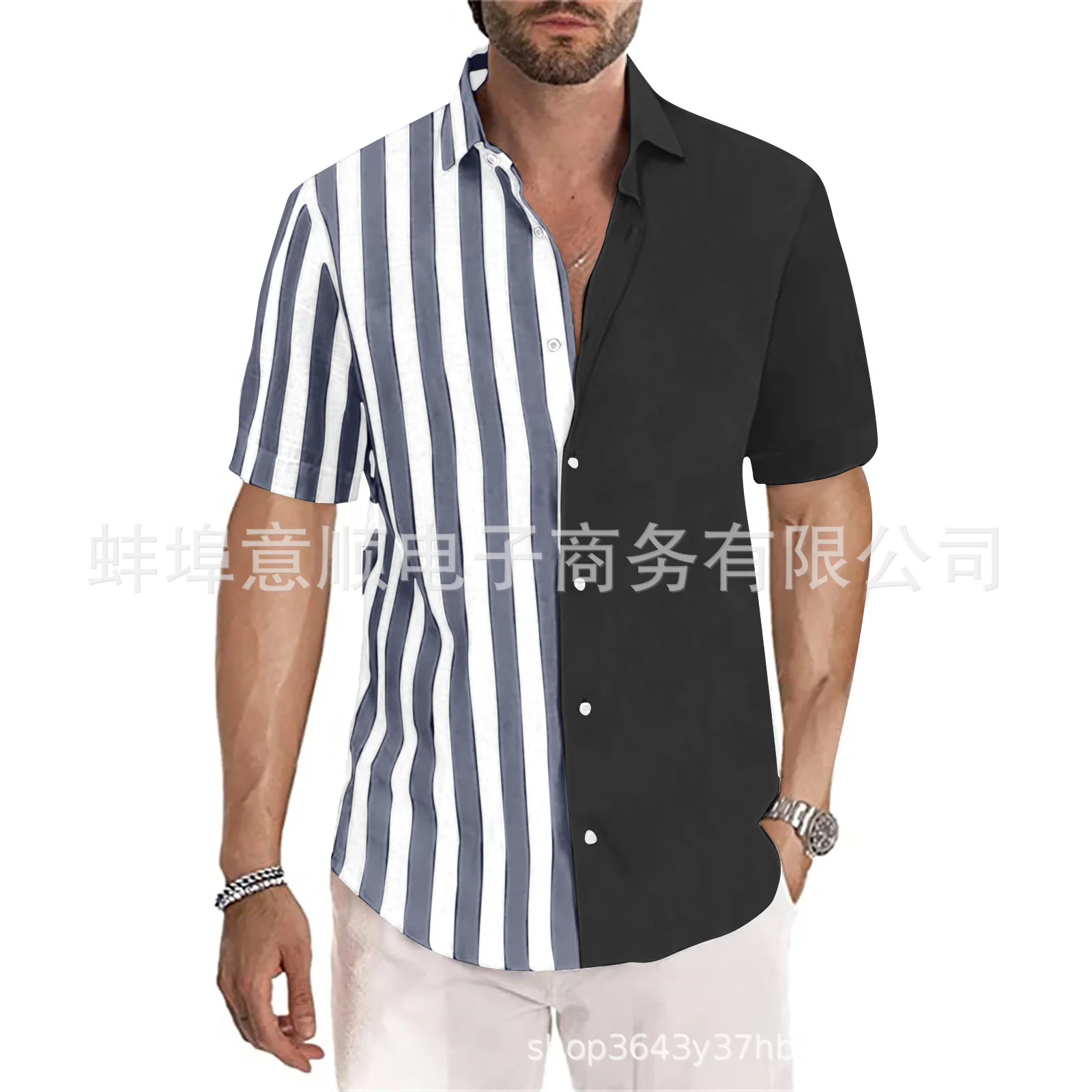 

New Summer Large Size Men's Fashionable Digital Printed Short-sleeved Shirt