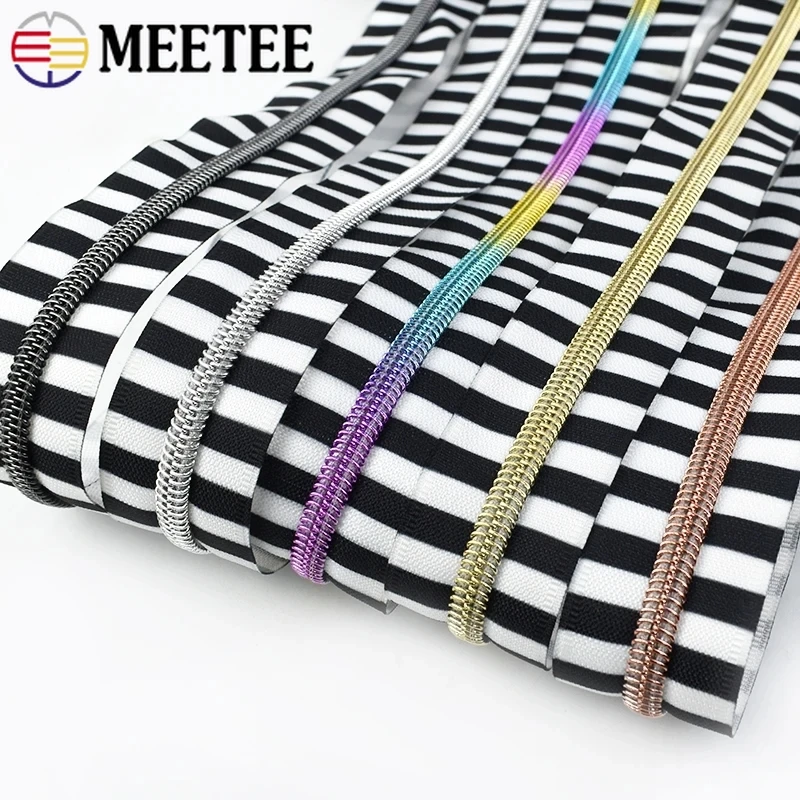 1-10M 5# Nylon Zippers Tapes for Sewing Shoes Purse Plastic Coil Zips Per Meter Clothes Bag Decoration Zip Closure Repair Kits