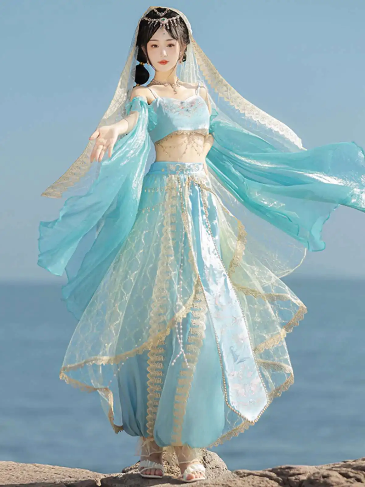 

Новый Fiesta Carnival Halloween Cosplay India Dunhuang Flying Apsaras Hanfu Женская мода Экзотический стиль Han Elements Princess