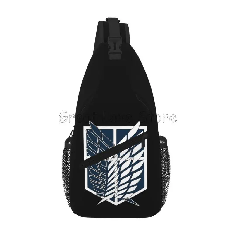 Attack on Titan Logo Print Sling Backpack Shoulder Chest Bag Crossbody Daypack Fanny Pack for Outdoor Hiking Cycling Travel