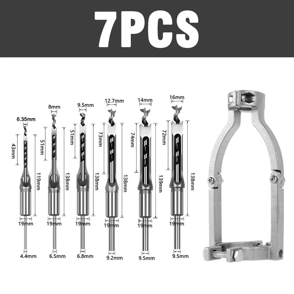 Square Hole Drill Bit Adapter for Woodworking