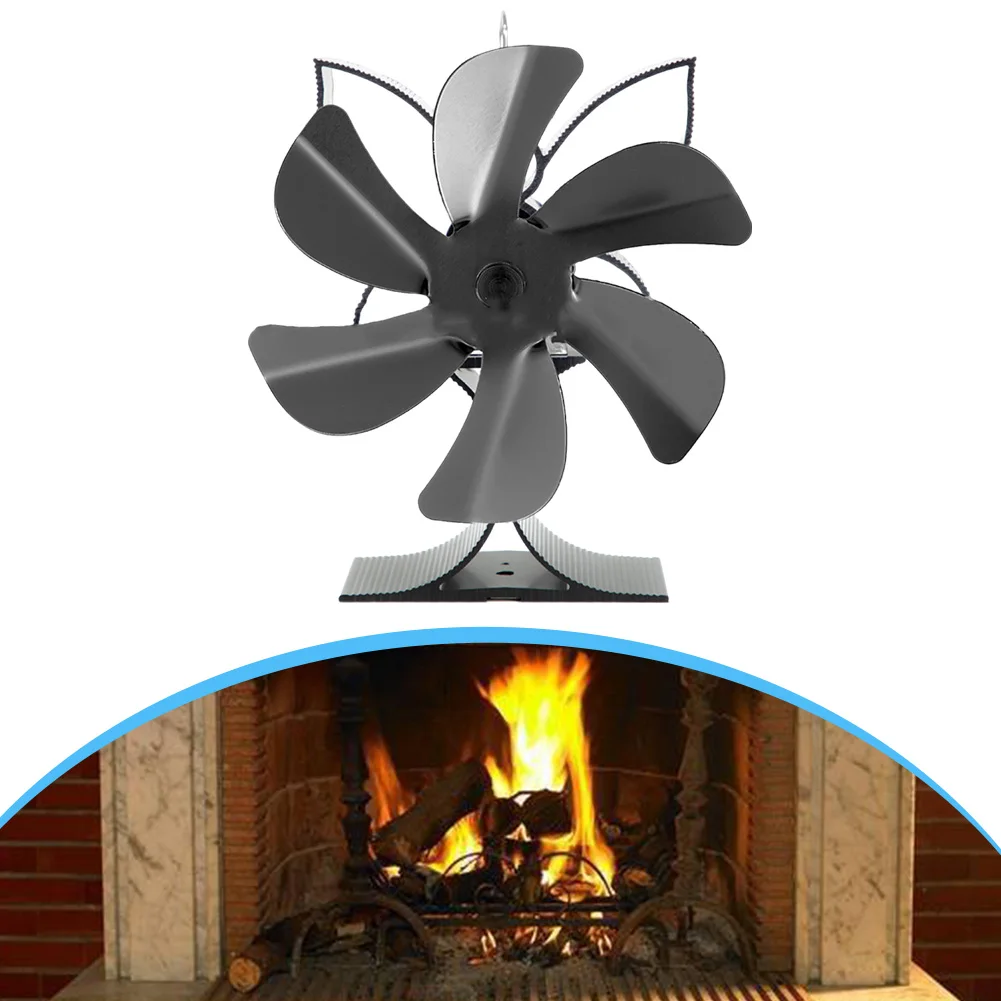 6 Blade Fan Fireplace Fan Heating Solution Anodized Aluminum Construction High-efficiency Air Circulation Improved Hot Air Flow